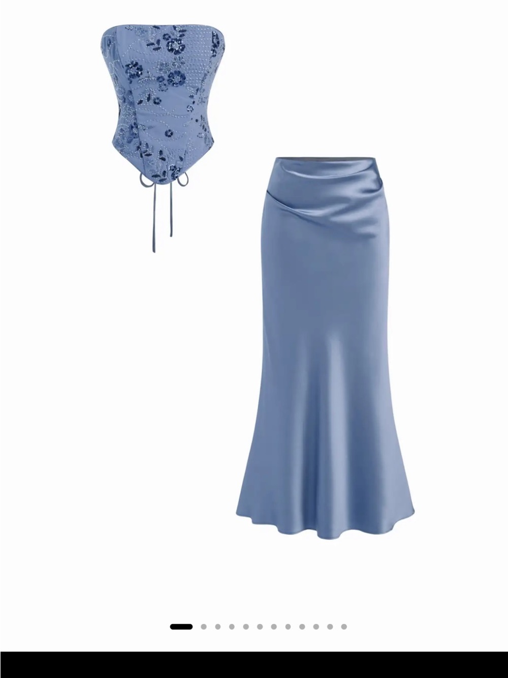 Cider Powder Blue Satin Maxi Skirt